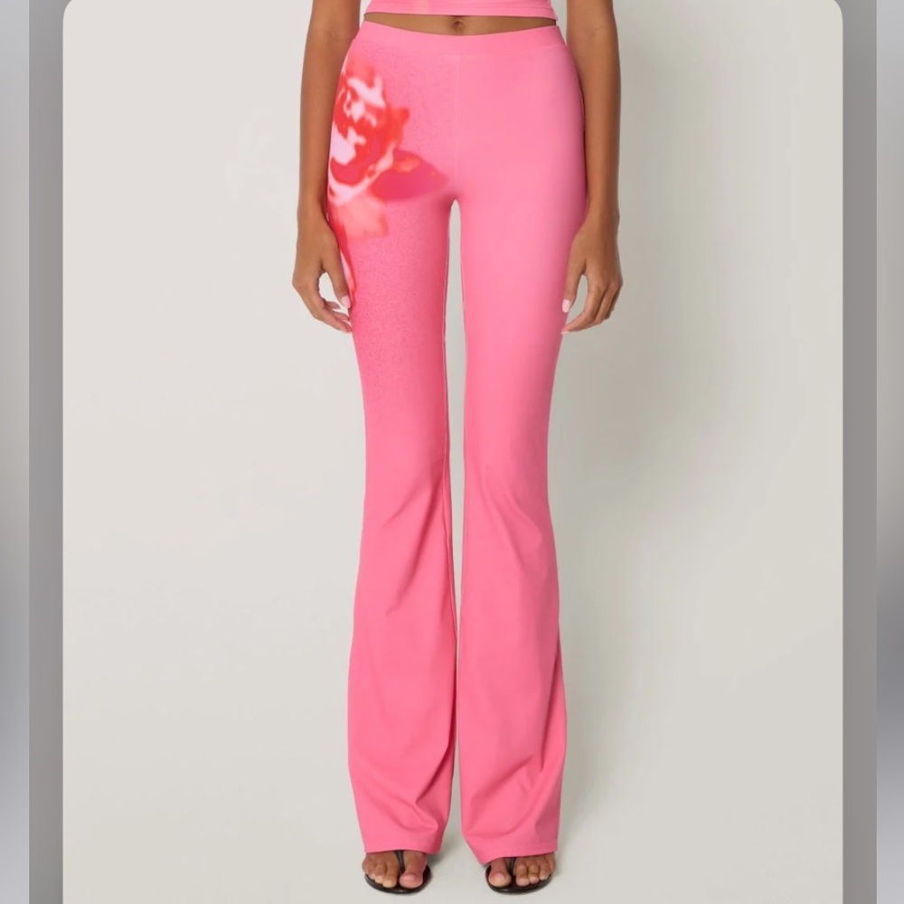 Women's Pink Flare Pants - High Waist Bootcut